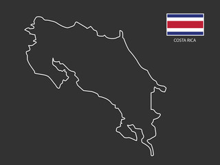 vector Costa rica map thin line style.