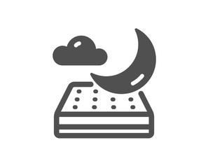 Night mattress icon. Orthopedic sleeping pad sign. Breathable sleep bed symbol. Classic flat style. Quality design element. Simple night mattress icon. Vector