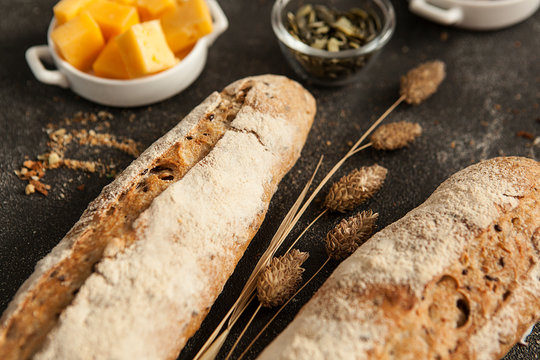 french wheat baguette, wheat crispy loaf