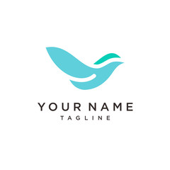 bird  leaf logo vector icon line art outline template