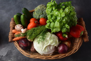 Assortment of fresh vegetables. Healthy food background