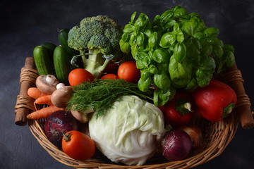 Assortment of fresh vegetables. Healthy food background