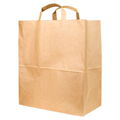 Brown paper bag isolated on white background, clipping path, full depth of field