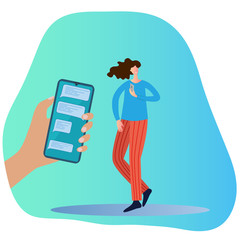 People communicate with each other using social networks. The concept of modern means of communication.Flat vector illustration.