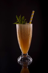 Cold refreshing papaya ice fresh with cocktail tube
