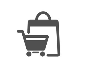 Shopping cart icon. Customer sale bag sign. Supermarket purchases symbol. Classic flat style. Quality design element. Simple sale bags icon. Vector