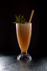 Cold refreshing papaya ice fresh with cocktail tube