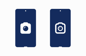 Smartphone camera line vector icon. Photo symbol. Phone lens silhouette icons set for web design. Tablet photographing flat icon for app design. Modern gadget shutter sign minimal flat linear icons