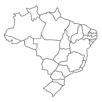 Brazil outline map on a white background