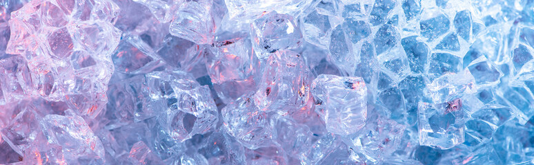 top view of abstract blue crystal textured background, panoramic shot