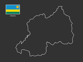 vector Rwanda map thin line style.