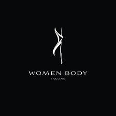 Awesome Woman Body Silhoutte Outline Female Health Figure Design Vector Logo 