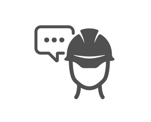 Foreman talk icon. Engineer or architect sign. Construction helmet symbol. Classic flat style. Quality design element. Simple foreman icon. Vector