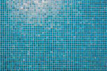 Blue mosaic tiles on the wall
