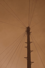 Telegraph pole with wires radiating outwards