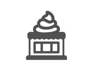 Ice cream shop icon. Vanilla sundae sign. Frozen summer dessert symbol. Classic flat style. Quality design element. Simple ice cream icon. Vector