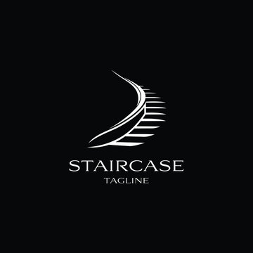 Staircase logo design. Awesome a staircase silhoutte. A staircase logotype.