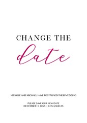 Wedding Postponement Change the Date Announcement Vector card