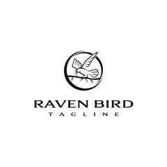 Raven bird logo vector design. Awesome a raven logo. A raven bird logotype.
