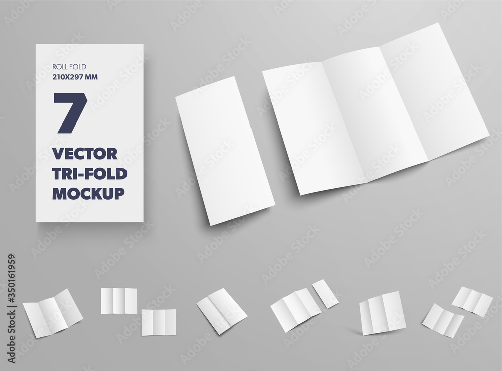 Poster Vector standard booklet template isolated on gray background, front and back view, for presentation of design and pattern.