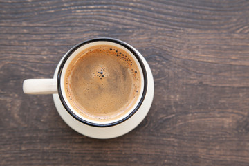 Hot americano coffee on the table