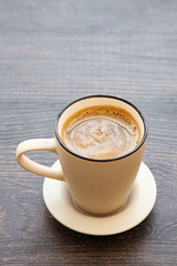 Hot americano coffee on the table