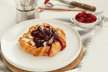 sweet puff pastry with berries, sweet pastries
