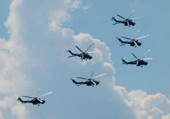Aerobatic team. Mi-28 helicopters.