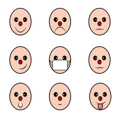 Mister egg head showing emotion. Happy easter greetings. Cute vector cartoon.
