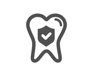 Dental insurance icon. Oral medicine risk coverage sign. Teeth care symbol. Classic flat style. Quality design element. Simple dental insurance icon. Vector