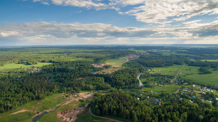 Fototapeta premium village and forest from a bird's eye view