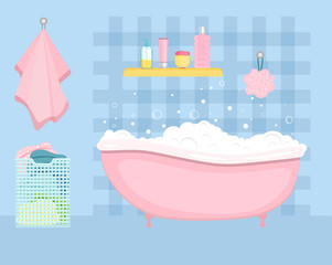 Vector illustration. Flat design. Bathroom interior.