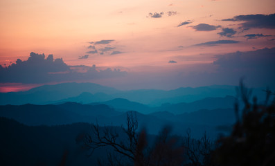 Fototapeta premium Sunset-Mountain in the evening Mountains and evening nature