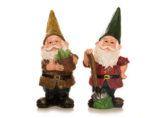 two gnomes isolated on a white background