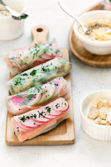 Raw vegan Spring Rolls made with organic ingredients