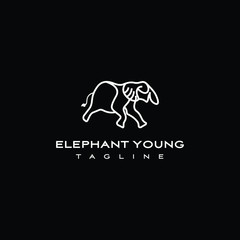 Elephant young logo design. Awesome a elephant young silhoutte. A elephant young logotype.