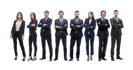 Obraz premium group of young successful entrepreneurs standing in a row