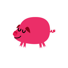 CUTE SMILING PINK PIGS, ON WHITE