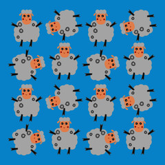 Cute little Sheeps silver on simple background
