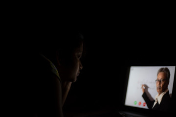 Hands pf an Indian woman on laptop keypad while attending online classes in home isolation due to corona virus. Covid-19, quarantine and lockdown. Online teaching, video lectures and tutorials