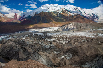 Beautiful landscape. Hilly area. Mountainious terrain.  Snowy peaks.