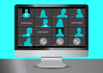 An online video conference template with space for your text.  
