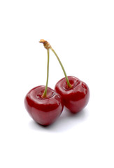 red cherry, isolated, cut out, on white background, ciliegia