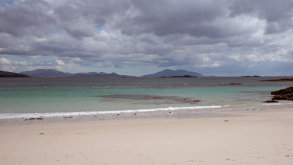 Husinish beach view towards Taransay on the Isle of Harris, Outer Hebrides