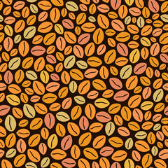 Vector seamless pattern with coffee beans on a dark background