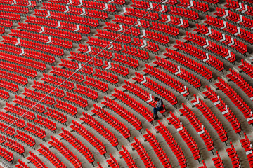 Lonely spectator in the stadium