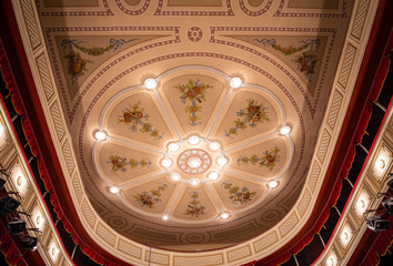 Zrenjanin, Serbia, July 23, 2019, Grand Hall of the National Theater in Zrenjanin