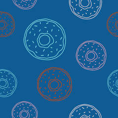 Seamless pattern of colorful donuts. Vector illustration on the theme of National Donut Day. June 5.