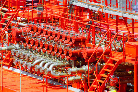 Inside of oil and chemical tanker ship