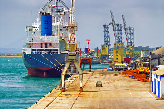 Cargo ship at the port of Bizerte, Tunisia